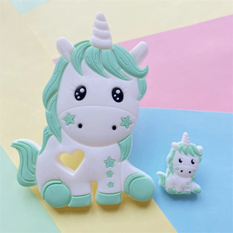 2pcs / Set Mini Silicone Elephant Lion Cat Teether Beads Baby Toy Teether Rattle BPA Free Silicone Teether