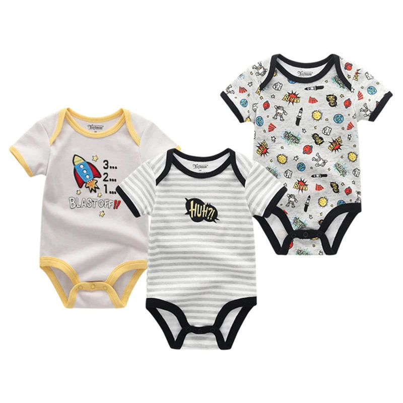 3PCS/LOT Newborn Girl Boy Baby Clothes High Quality Cute 100%Cotton Short Sleeve Baby Rompers Roupas de bebe Infantil Costumes