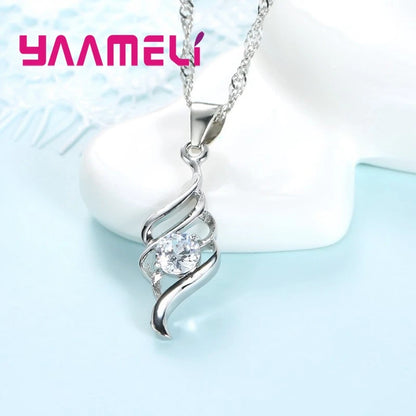 Jewelry Sets For Women Charms 925 Sterling Silver Color Pendant Necklace Hoop Earring Fashion Classic Collares Wedding Gift
