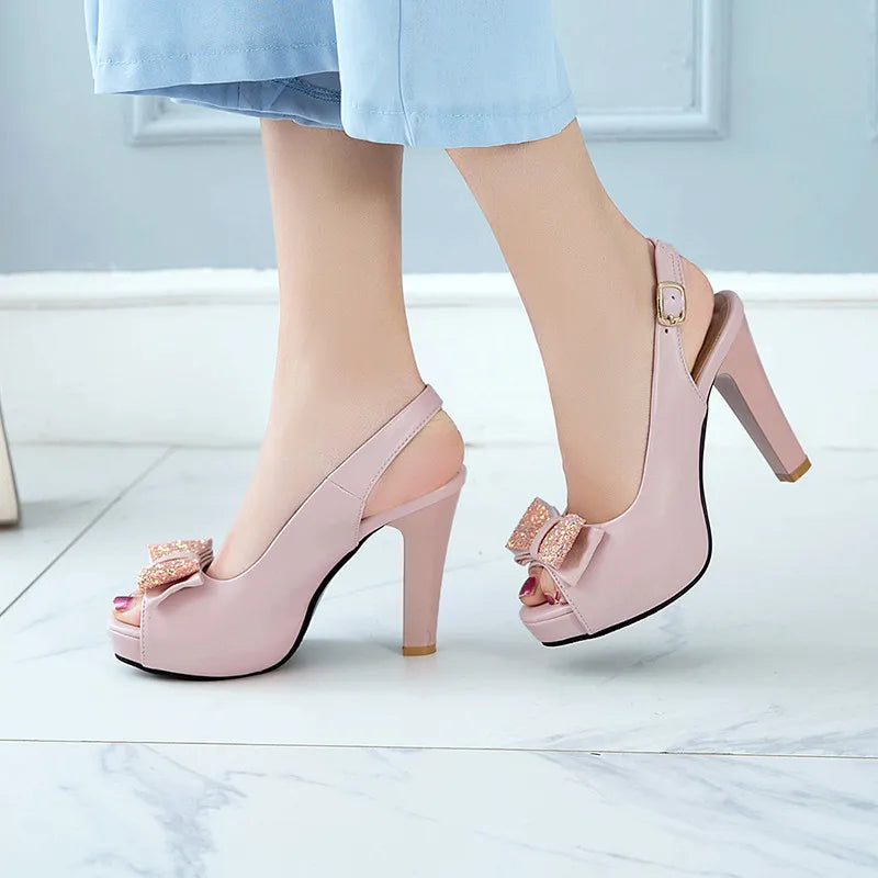 YMECHIC 2022 Sandales d'été mode papillon-nœud à bout ouvert, bride arrière, chaussures de mariée blanches grande taille pour femmes, escarpins de fête