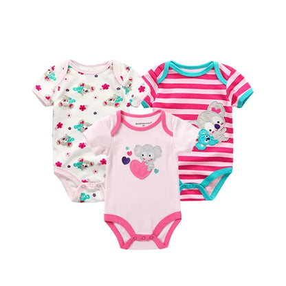 3PCS/LOT Newborn Girl Boy Baby Clothes High Quality Cute 100%Cotton Short Sleeve Baby Rompers Roupas de bebe Infantil Costumes