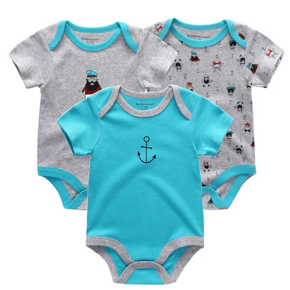 3PCS/LOT Newborn Girl Boy Baby Clothes High Quality Cute 100%Cotton Short Sleeve Baby Rompers Roupas de bebe Infantil Costumes