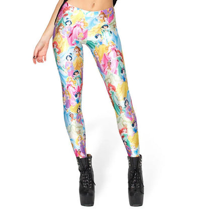 Summer Women Mermaid Printed Galaxy Leggings Animal Donald Duck Cartoon Characters  Legging Pants Black Milk Leggins G L-1467