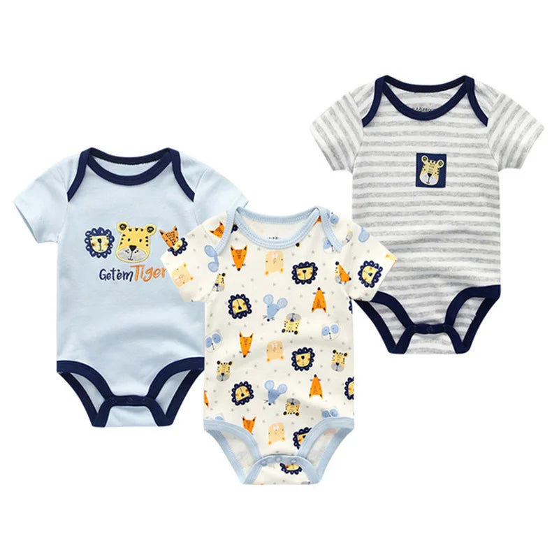 3PCS/LOT Newborn Girl Boy Baby Clothes High Quality Cute 100%Cotton Short Sleeve Baby Rompers Roupas de bebe Infantil Costumes