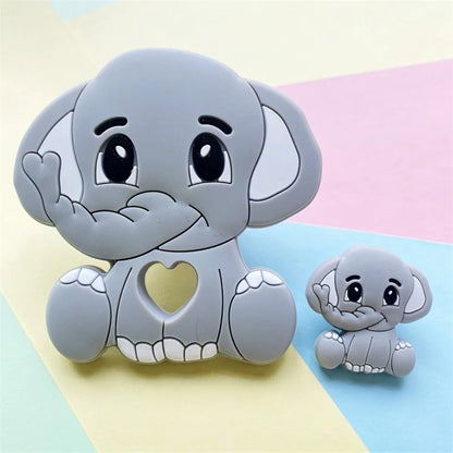 2pcs / Set Mini Silicone Elephant Lion Cat Teether Beads Baby Toy Teether Rattle BPA Free Silicone Teether