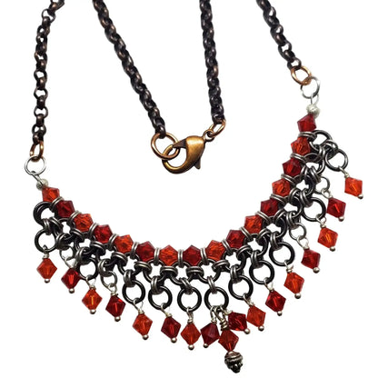 Collier Ras du Cou Guerrière Princesse en Mailles de Métal Mélangé Fait Main