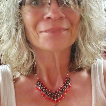 Collier Ras du Cou Guerrière Princesse en Mailles de Métal Mélangé Fait Main