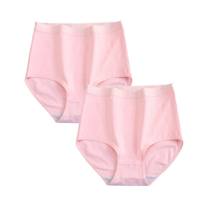 FallSweet 2 Pcs/Lot Cotton Underwear Women High Waist Panties Comfortable Solid Color Underpants Plus Size Lingerie M-XXXL