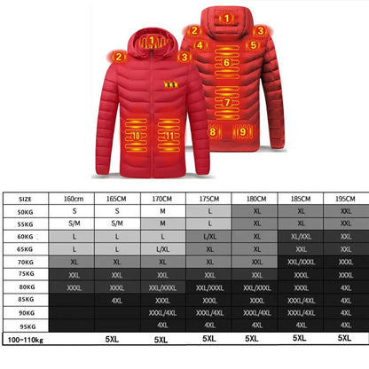 Men's Winter Warm USB Heating Parka Smart Thermostat Pure Color Hooded Heated Jacket Bobojaco Padded Clothing