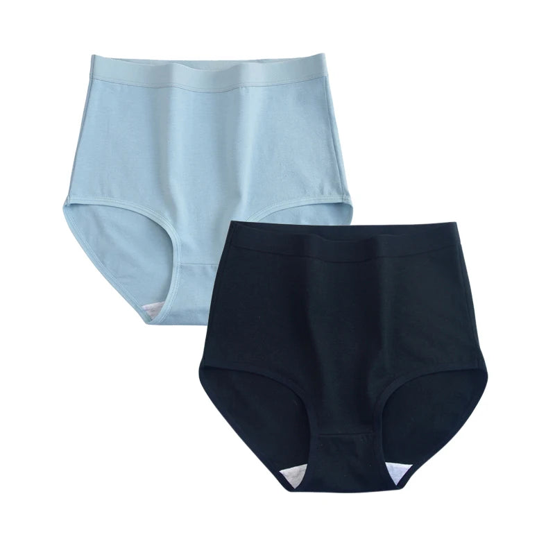 FallSweet 2 Pcs/Lot Cotton Underwear Women High Waist Panties Comfortable Solid Color Underpants Plus Size Lingerie M-XXXL