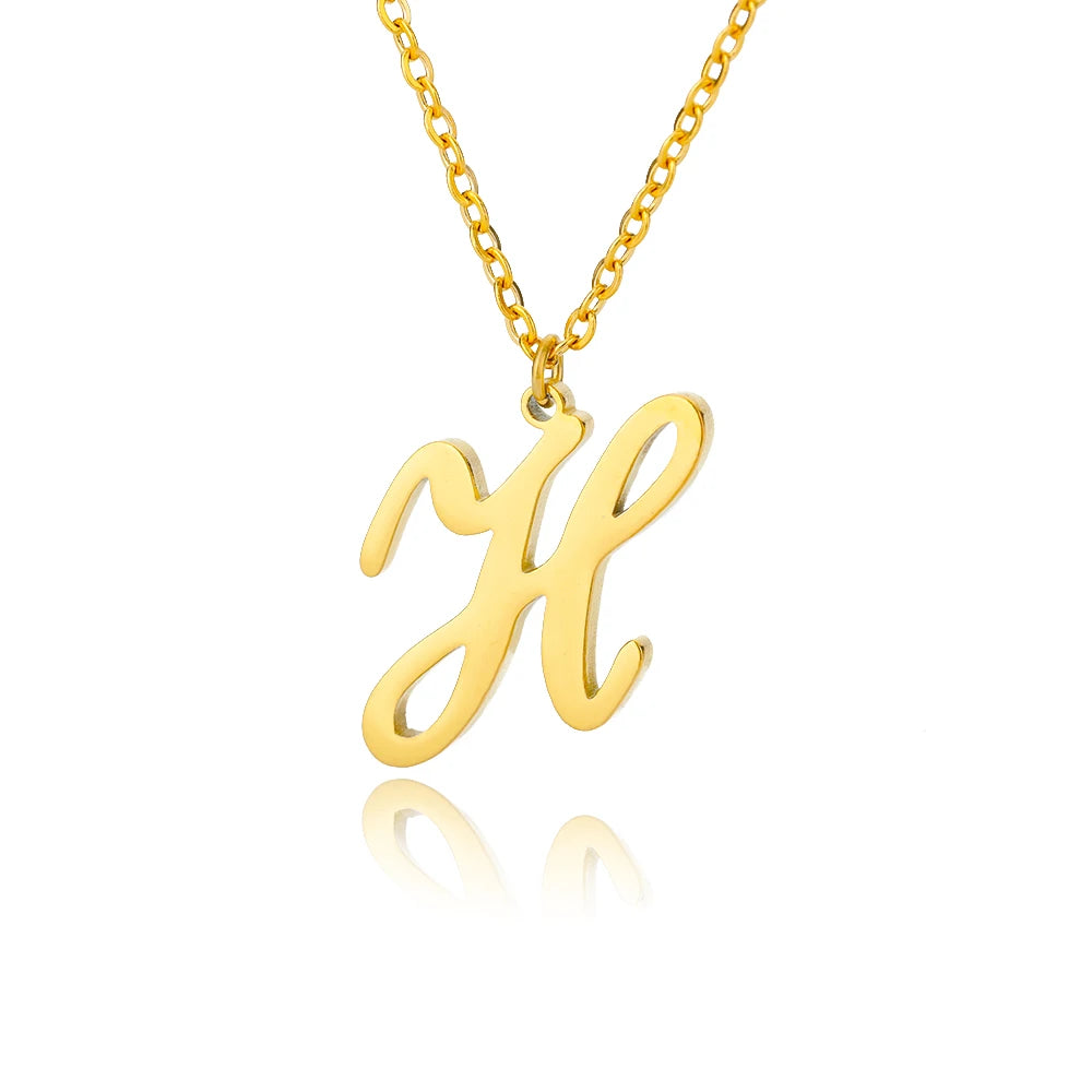 Dainty Initial Letter Necklaces For Women Gold Color Minimalist  Stainless Steel Initial Necklace Femme Wedding Jewelry Gift