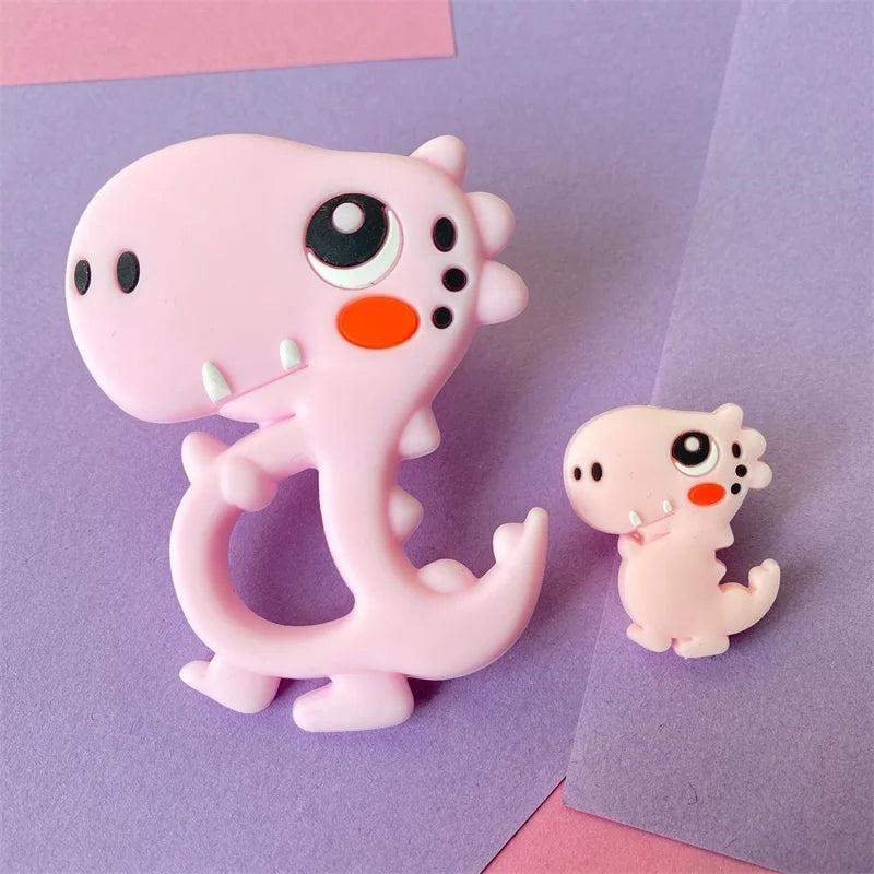 2pcs / Set Mini Silicone Elephant Lion Cat Teether Beads Baby Toy Teether Rattle BPA Free Silicone Teether
