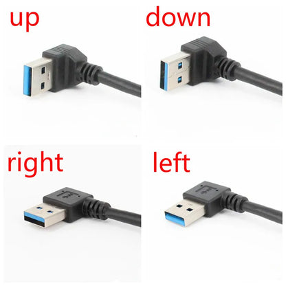 Câble Rallonge USB 3.0 Angle Droit/Gauche/Haut/Bas 90 Degrés Adaptateur Mâle Vers Femelle Cordon Rallonge Câbles USB