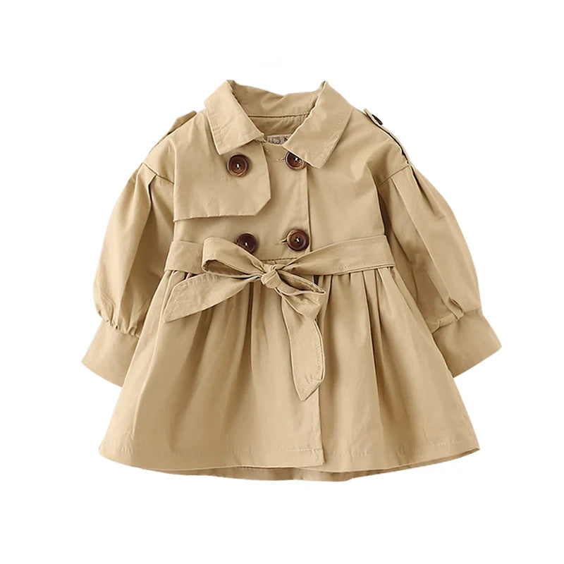 Fashion Baby Coat with Belt Cotton Autumn Spring Baby Girl Clothes Solid Color Infant Jacket Baby Girl Coat 2 Colors