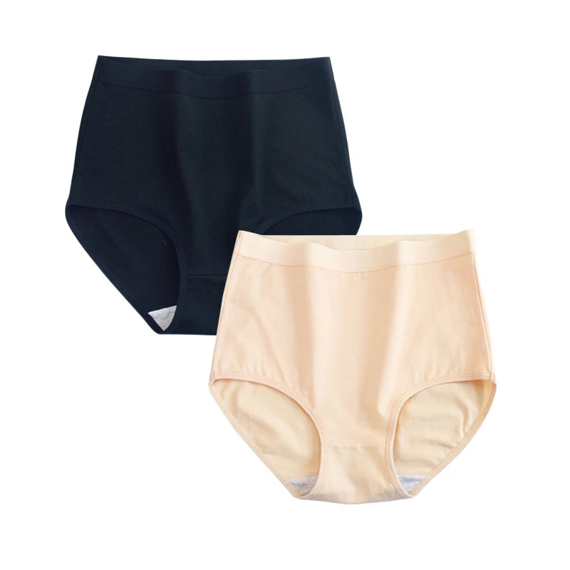 FallSweet 2 Pcs/Lot Cotton Underwear Women High Waist Panties Comfortable Solid Color Underpants Plus Size Lingerie M-XXXL