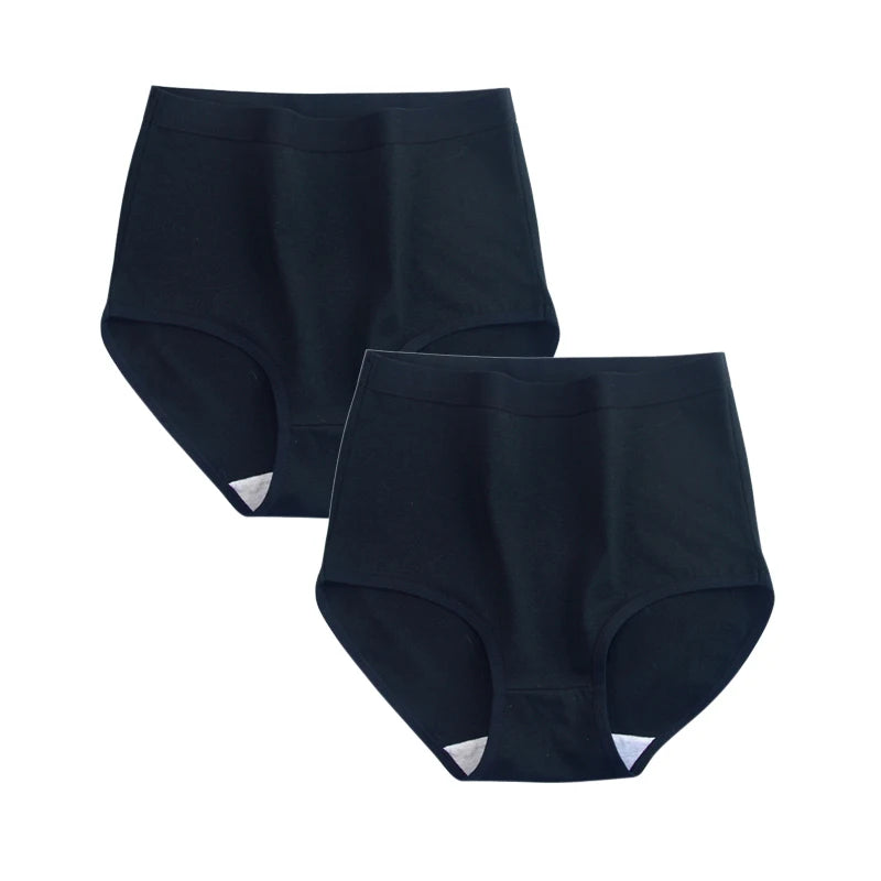 FallSweet 2 Pcs/Lot Cotton Underwear Women High Waist Panties Comfortable Solid Color Underpants Plus Size Lingerie M-XXXL