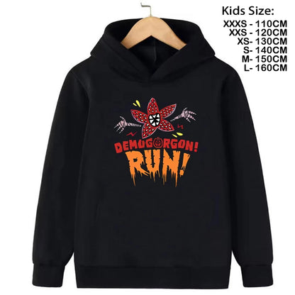 Demogorgon Hawkins Sweatshirts à capuche pour enfants, dessin animé, imprimé, streetwear, basiques, hauts pour garçons, pulls pour enfants