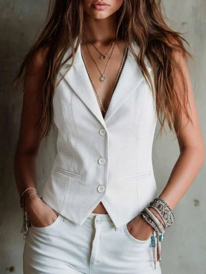 Women's Suit Vest Formal Waistcoat Slim Fit Sleeveless Blazer Jacket for Office Business Work Professional Attire Elegant Top