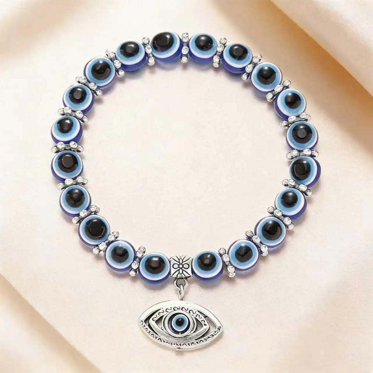 Turkish Evil Eye Bracelet for Men Women Blue Beaded Handmade Charm Jewelry with Butterfly Pendant Charm Bracelet Jewelry
