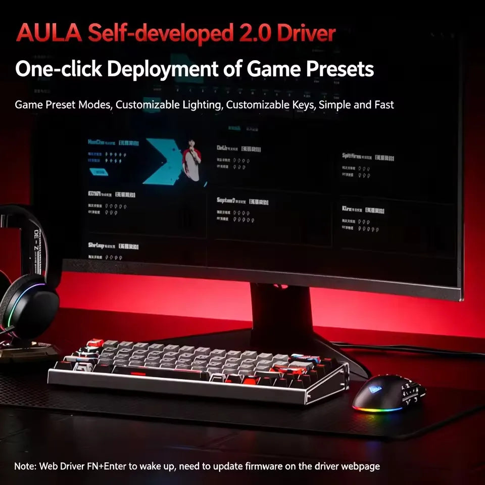 AULA HERO68 Air Magnetic Switch Wireless Gaming Mechanical Keyboard 3-Mode Hot-Swap RGB 8KHz Polling Rate 0.005mm RT Low Latency