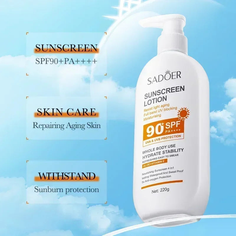 Crème solaire SPF90+, protection UV, crème solaire blanchissante, hydratante, éclaircissante, crème solaire visage et corps, soin de la peau, anti-âge