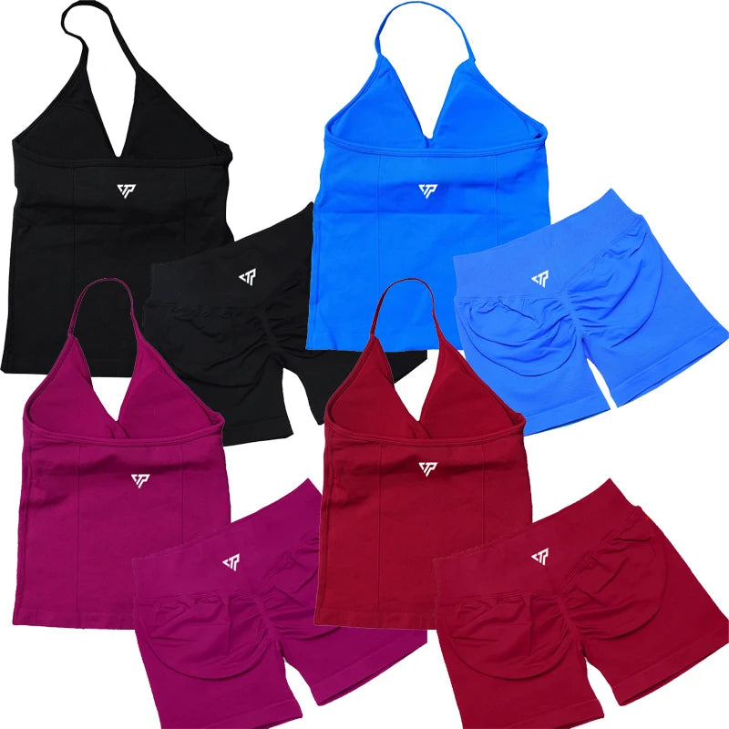 Ensembles 2 pièces Keep That Pump short haut tenues femme ensembles de yoga ensembles de sport soutien-gorge sans couture de haute qualité à lacets ensembles de sport anti-rayures