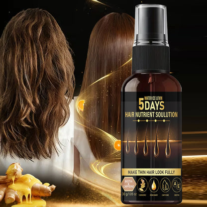 Huile de Croissance Capillaire 5 Jours - Biotine, Caféine & Romarin, Nourrissante pour Cheveux Fins pour une Apparence plus Volumineuse