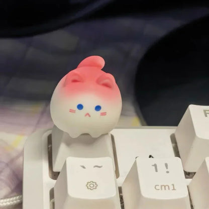 Original Pink Cat Cute Keycaps OEM Height ABS Keycap Cherry Profile Artisan Keycaps for Mechanical Keyboard Key Caps Gamer Gifts