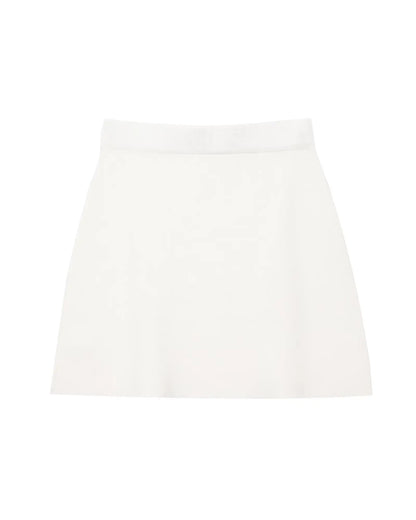 HH Women's Elegant Suit Round Collar Single-Breasted With Short Sleeve Pocket Knitted Top+Elastic Waist Mini Skirt Set