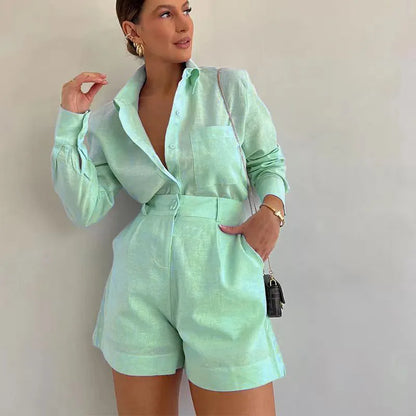 Women 2 Piece Set Outfit Women'S Vacation Fashion Casual Suit Solid Color Summer Conjuntos Para Mujeres 2 Piezas Elegantes 2025