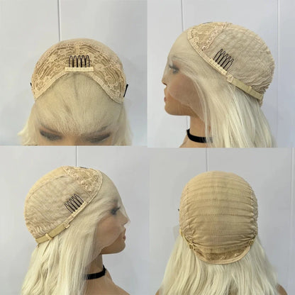 Light Blue Natural Wave Long Curly Wavy Synthetic 13X4 Lace Front Wigs for Women Pre Plucked Natural Hairline Cosplay Party