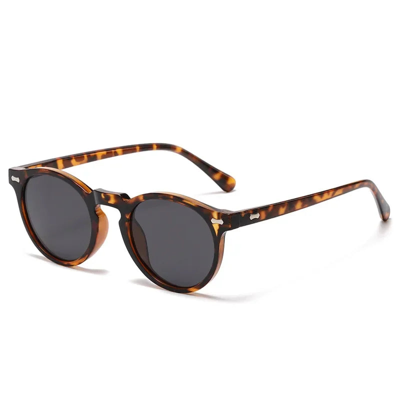 Round Tinted Myopia Glasses Men Black Lens Finished Prescription Nearsighted Glasses Retro Outdoor Shade Driving Sunglasses