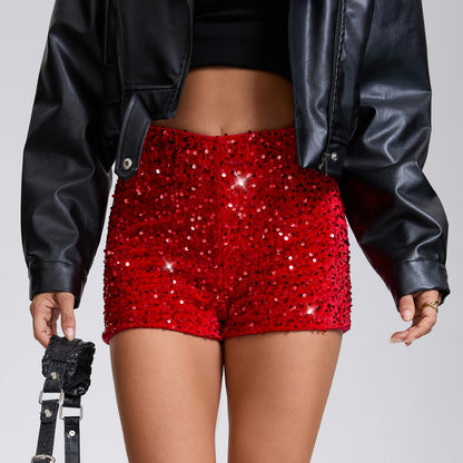 Shorts Léopard Femme Anfilia Imprimé Paillettes Taille Haute Sexy & Club y2k Shorts pour Femmes