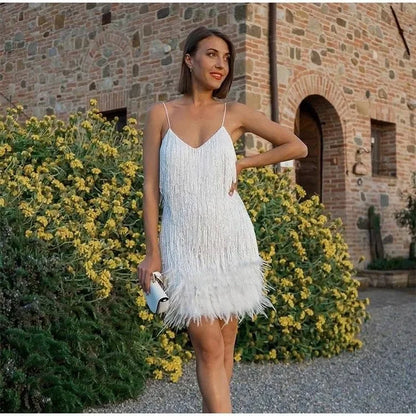 Party Dress Evening Luxury Women Clothes Tassel Fringed Sexy Bodycon Dress Club Outfits Vestidos Pink black red