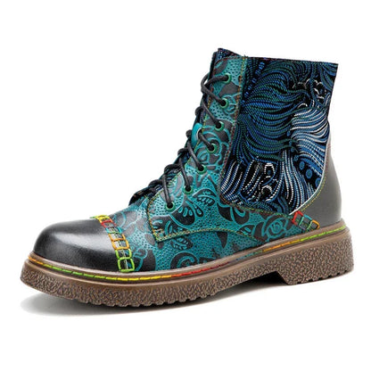 Bottes hautes 2 cm Cuir de mouton Broderie Couture Ethnique Mi-printemps Automne ZIP Femme Grande Taille Chaussures de créateur pour femmes