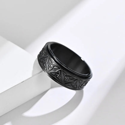 Bagues Runiques Nœud Celtique Viking pour Hommes Bague Pivotante Anti-Stress en Acier Inoxydable Anillo Antiestres