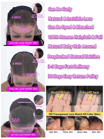 200 Density Hd Transparent Loose Deep Wave Lace Frontal