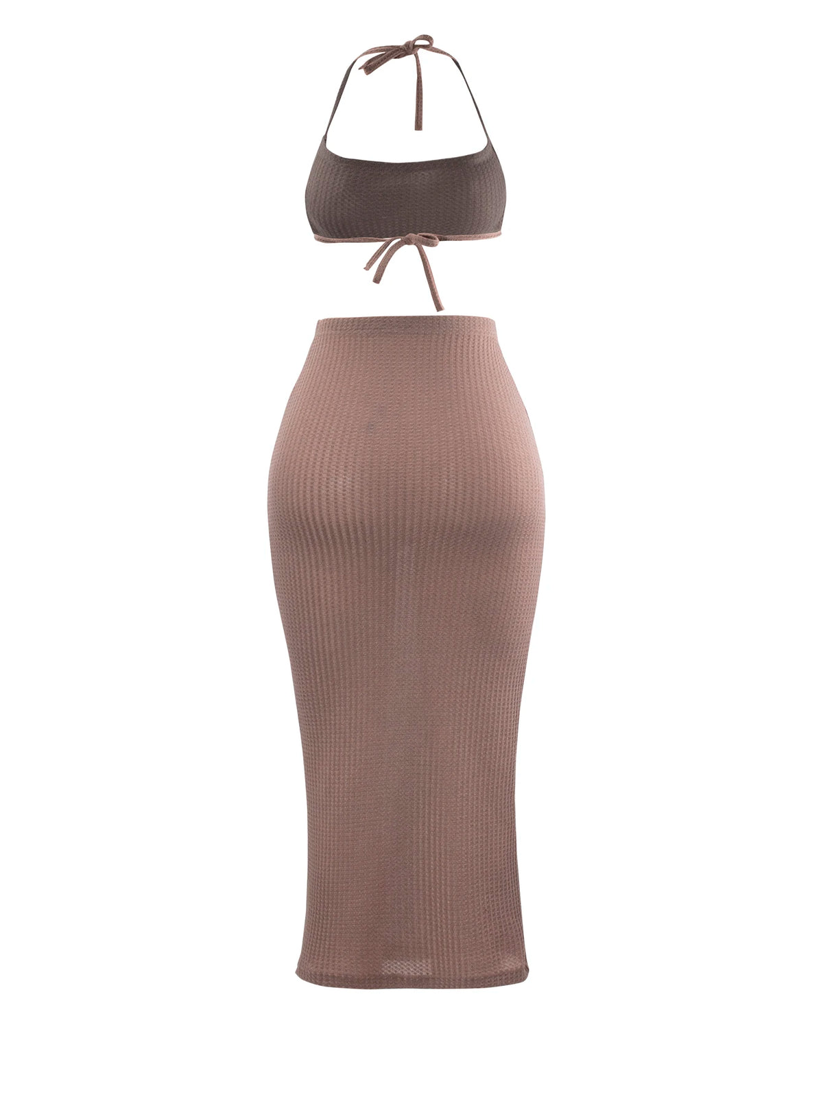 Women Long Skirt 2 Pcs Sets Sexy Strapless Tube Top Bodycon Maxi Skirts Y2k Two Piece Outfit Summer Clothing Beach Wear