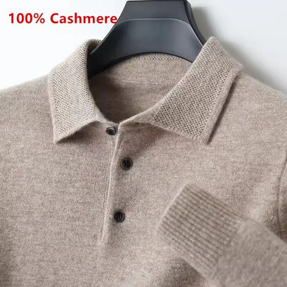 Men's 100% Mink Cashmere Large Size Sweaters Autumn Winter Solid POLO-neck Casual Knit Pullovers Long Sleeve Warm Jumper to