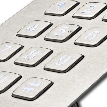 Industrial Keyboard with 12 Keys IP65 3x4 Kiosk Metal USB Keypad Stainless Steel Metallic Waterproof Slim Electric Lock Keypad