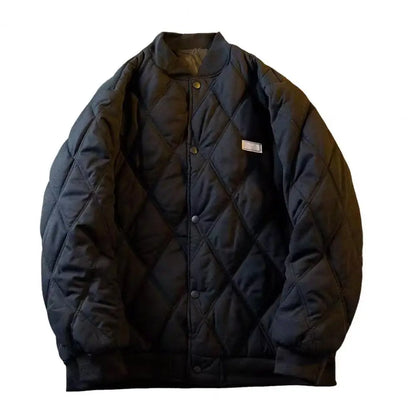 Men's Winter Warm Padded Coat Bomber Jacket Quilted Varsity Baseball Jacket Casual Loose Fit Outwear for Daily Street Work
