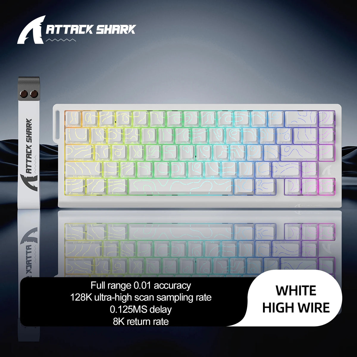 ATTACK SHARK X68HE Wired Magnetic Gaming Keyboard, 8000Hz Polling, 128K Scan Rate, 0.01mm RT, RGB, PBT Keycaps for PC Use