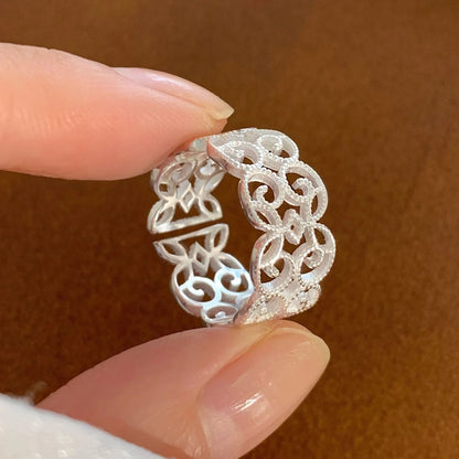Bagues en argent sterling 925 pour femmes, bijoux fins géométriques, bague ajustable en toile creuse avec zircone cubique pour fête d'anniversaire