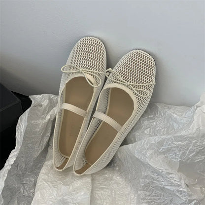 Nouvelles Chaussures Décontractées de Luxe Printemps/Été 2025 pour Femmes, en Maille Creuse avec Bande Élastique, Fond Plat Antidérapantes