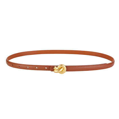 Ceinture en cuir véritable de qualité supérieure pour femmes avec boucle à nœud métallique de haute qualité pour robes et jeans