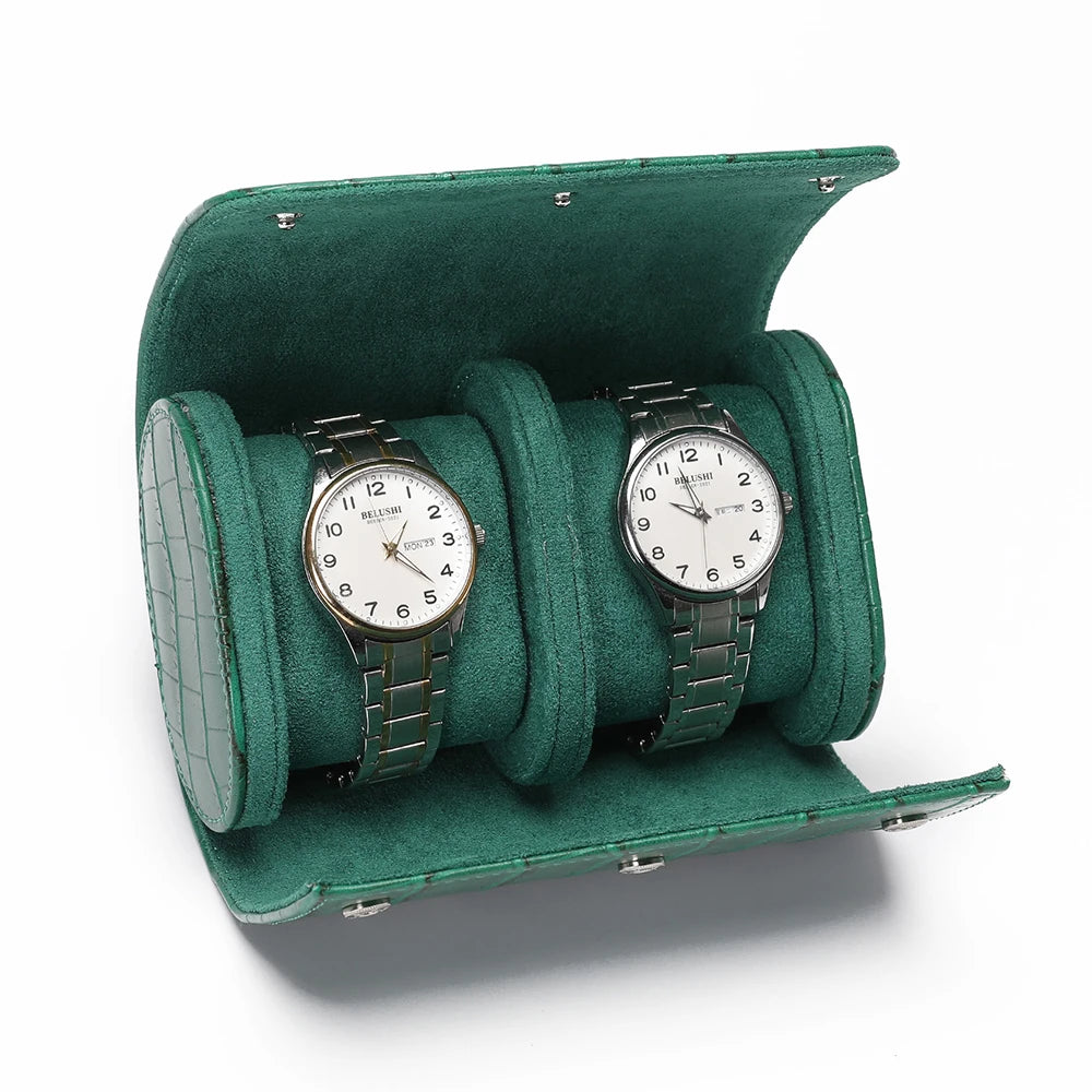 Luxury Crocodile Watch Storage Box Custom Name Travel 1 2 3 Slots Watches Roll Aligator PU Leather Brand Watch Display Case Bag