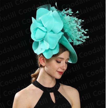 Big Flower Wedding Fascinator Hat Women Formal Party Tea Headpiece Ladies Cocktail Church Chapeau Cap Headband Woman Millinery