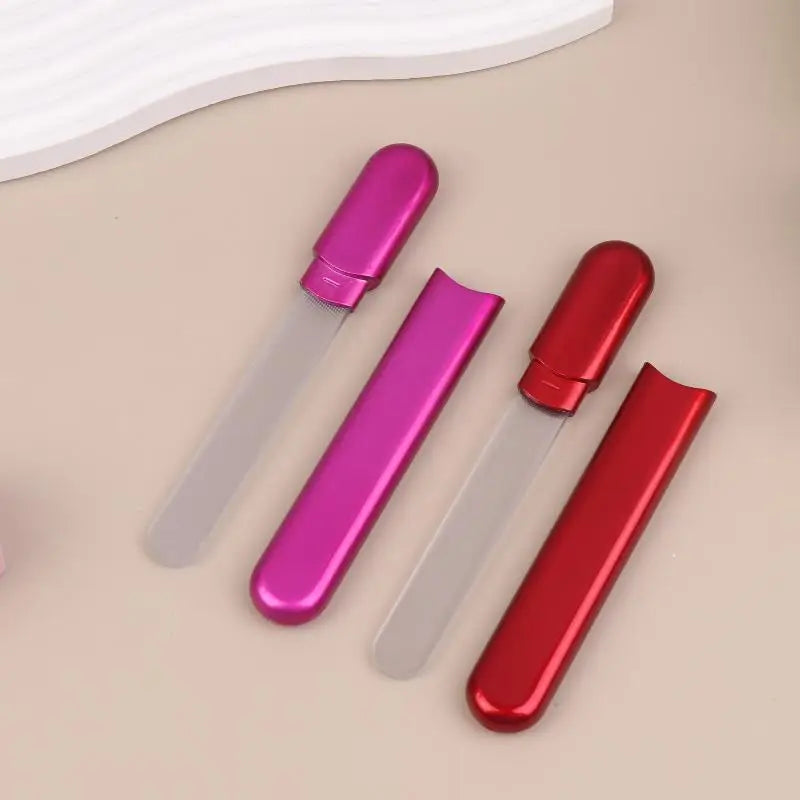 Portable Crystal Glass Nail File with Protective Case, Professional Nail Buffer for Natural & Acrylic Nails