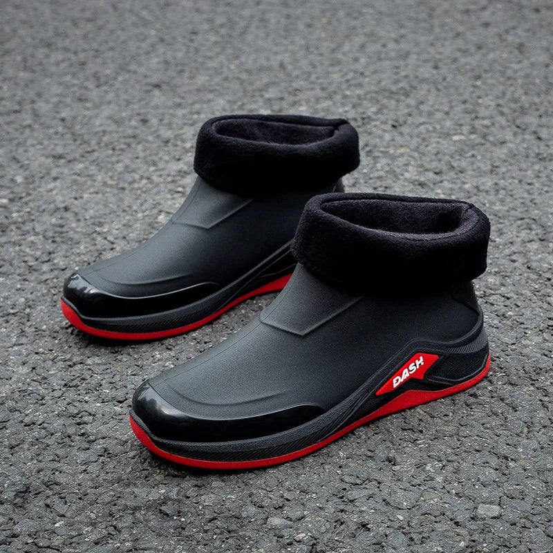 Men Rain Boots Non-slip Shoes Outdoor Rain Boots Casual Outdoor Short-tube Working Fishing Rubber Shoes Waterproof Shoes for Men