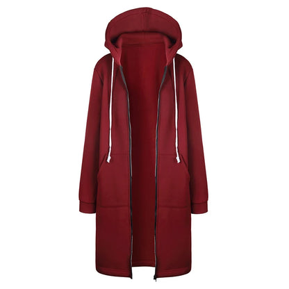 Parkas épaisses à capuche pour femmes automne hiver 2025 Vestes amples à capuche avec fermeture éclair Poches Grandes tailles Sweatshirts Robes de sport Vêtements d'extérieur